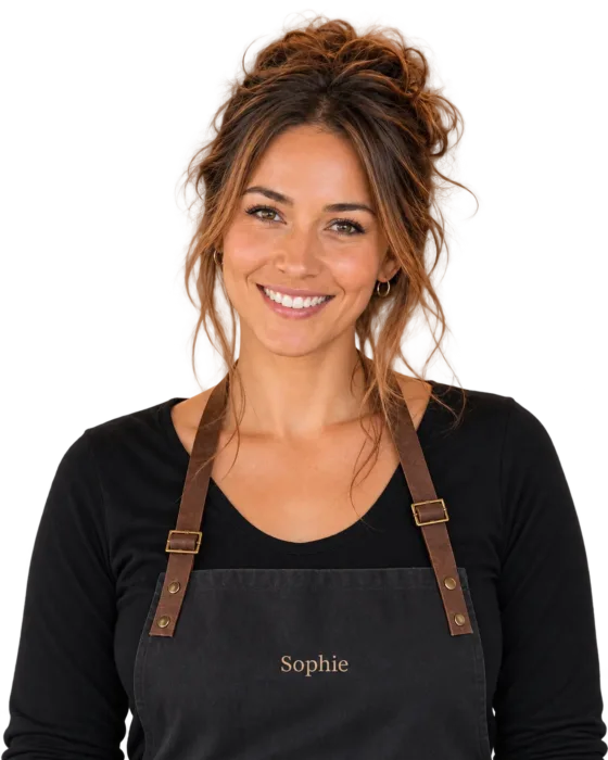 Sophie, Sommelière, mit dunkler Schürze
